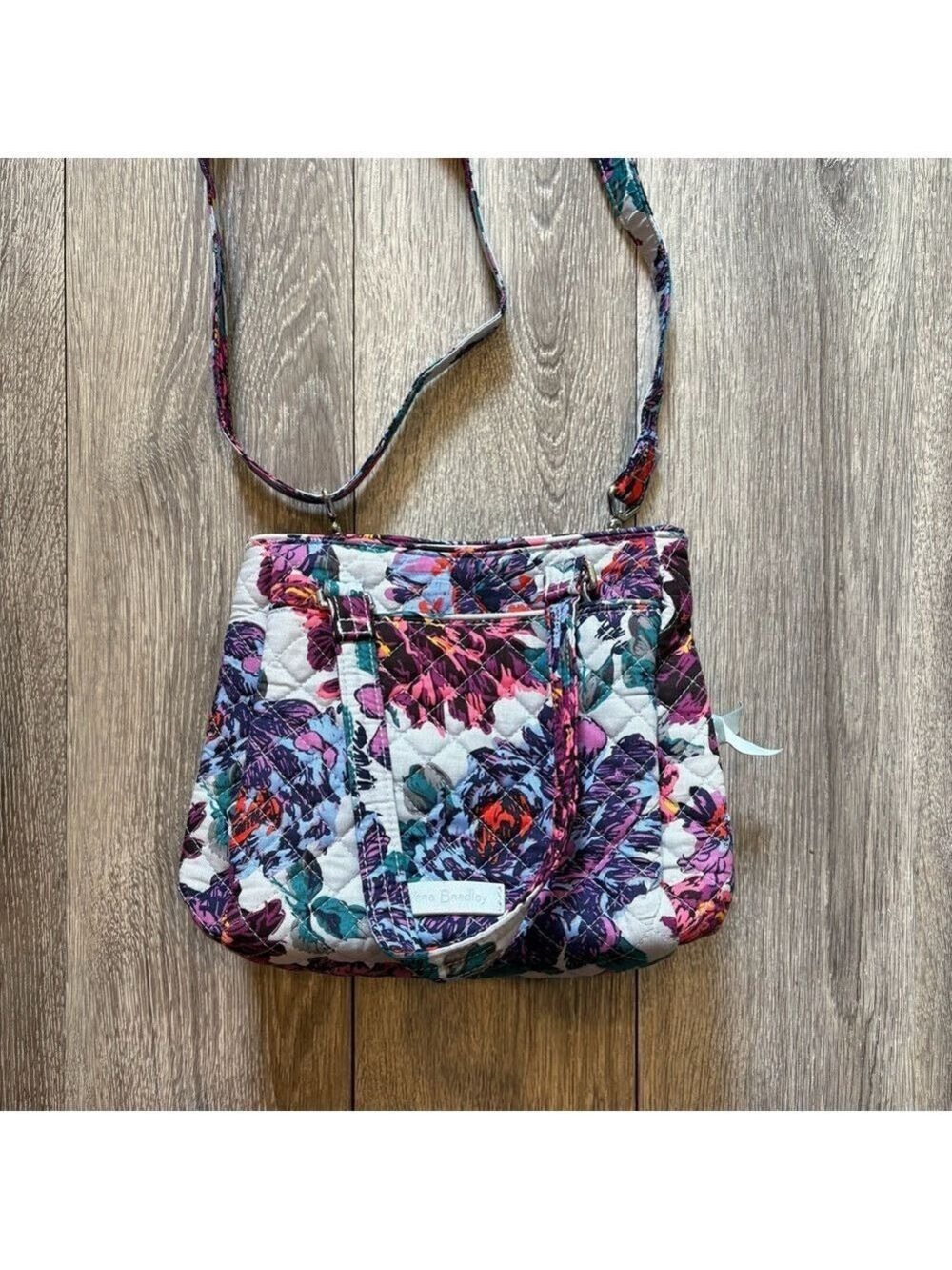 Vera Bradley Purple and Blue Crossbody Bag with Floral Design - Picture 2 of 8